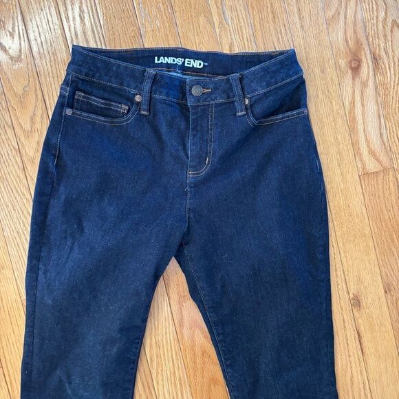LANDS END Jeans Dark Wash Mid Rise Curvy‎ Skinny Size 8 Petite - Picture 3 of 10